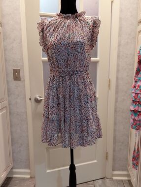 "JODIFL" Sz. M in Juniors Multicolor Speckled Ruffle Mini Dress. 14in p2p...